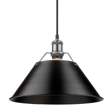 Golden 3306-L PW-BLK - Yep by Golden Lighting Orwell 1-light 14in Pendant in Pewter and Matte Black shade